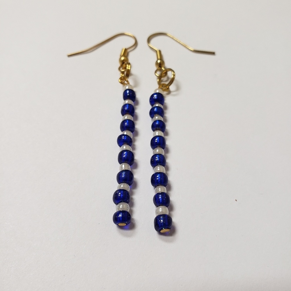 Handmade Earrings | Blue & White beads